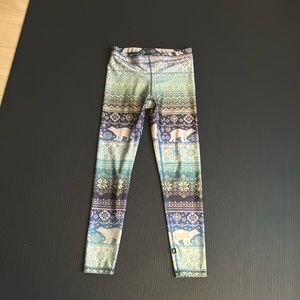 Terez Medium Leggings, Polar Bear Blue Fair Isle Print, Excellent Condition